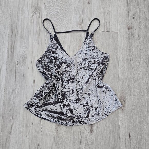 American Eagle Outfitters crushed velvet gray boho strappy tank top shirt WMS XS - Picture 1 of 8